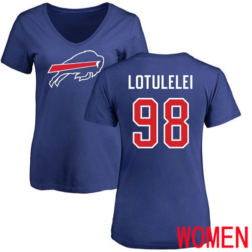 NFL Women Buffalo Bills #98 Star Lotulelei Royal Blue Name and Number Logo T Shirt